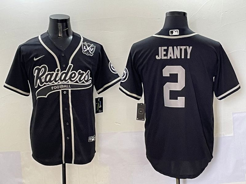 Men 2025 Oakland Raiders #2 Jeanty Black Joint Name Nike Limited NFL Jersey style 6